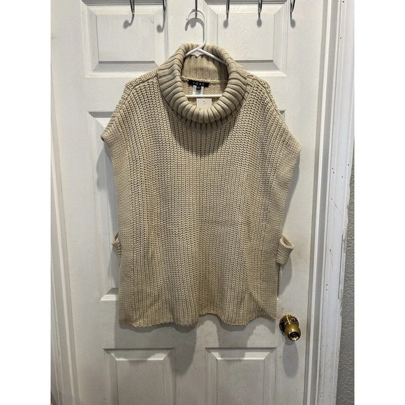 Fore Womens Beige Knit Sleeveless Comfy Turtleneck Sweater‎ Vest L Large NWT - Picture 1 of 7